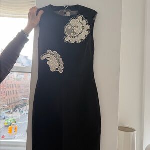 Stella McCartney Black Mini Dress with Ivory Lace Appliqué